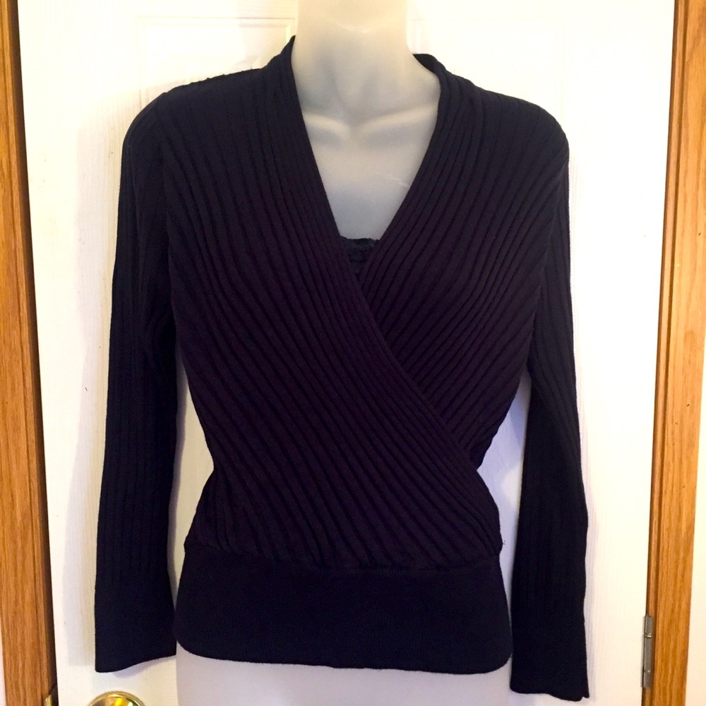 R Navy Blue Long Sleeve Ribbed Sweater with Cami
